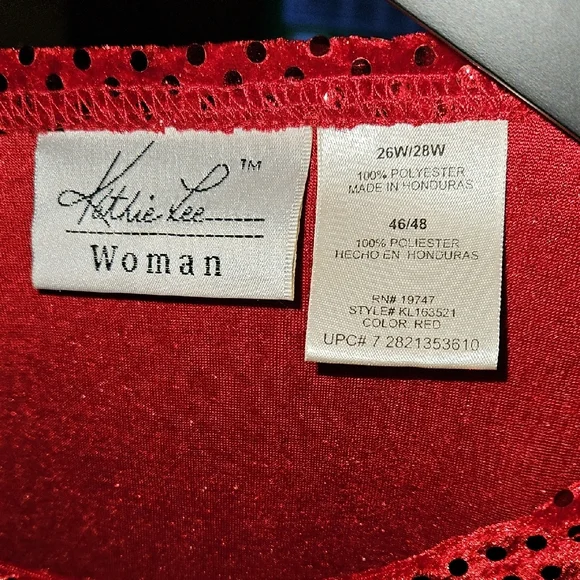 Kathie Lee Collection Radiant Red Sequin Blouse - Picture 6 of 7